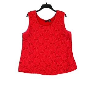 New Directions Shirt Size 1X Red Lace‎ Tank Romantic Vamp Layering Whimsigoth
